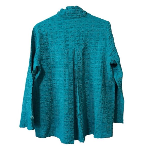 Habitat Clothes to Live In Women Crinkle Top Size Medium Buttons Stretch Artsy - Picture 2 of 12